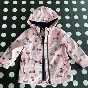 Kids Joules Pink Raincoat Cat Print